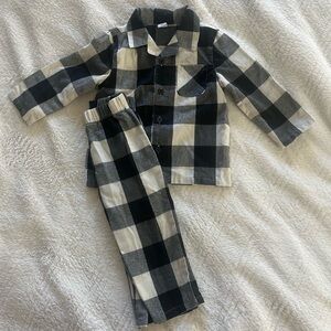 Old Navy Kids Plaid Pajama Set - Black and White